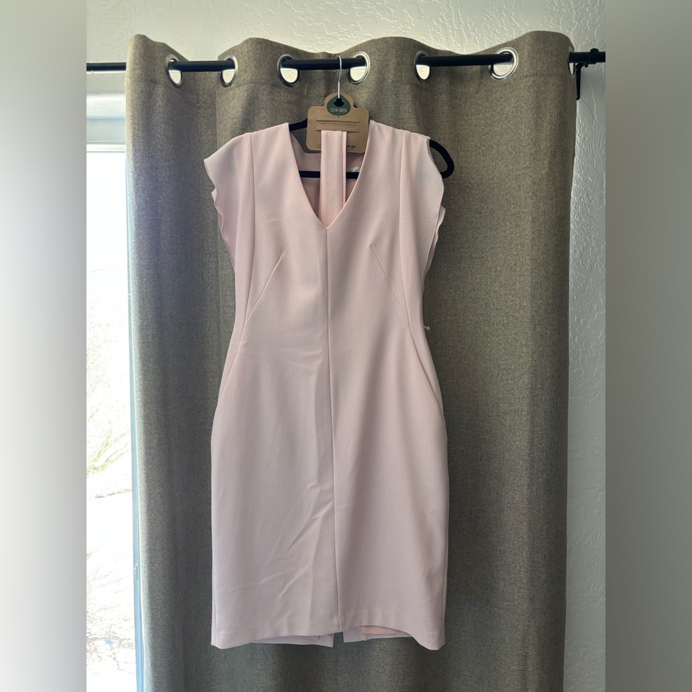 Eliza J Blush Pink Cap-Sleeve V-Neck Sheath Dress